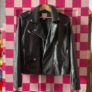 Nine West Black Leather Biker Jacket